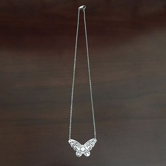 Filigree Silver Butterfly Necklace - Picture 3 of 4